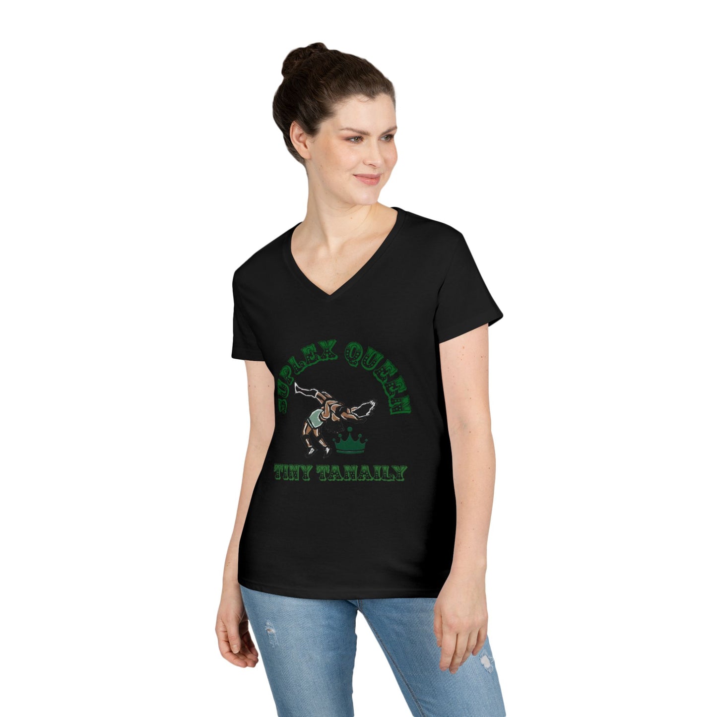 “Suplex Queen” V-Neck T-Shirt (White, Black, Grey)