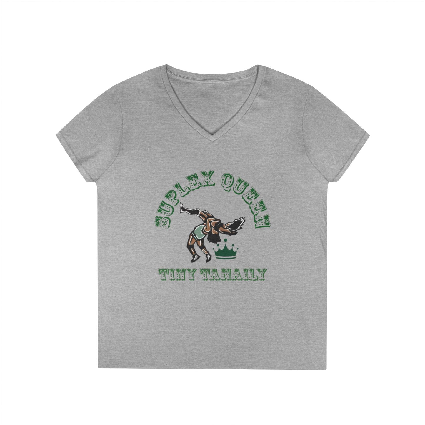 “Suplex Queen” V-Neck T-Shirt (White, Black, Grey)