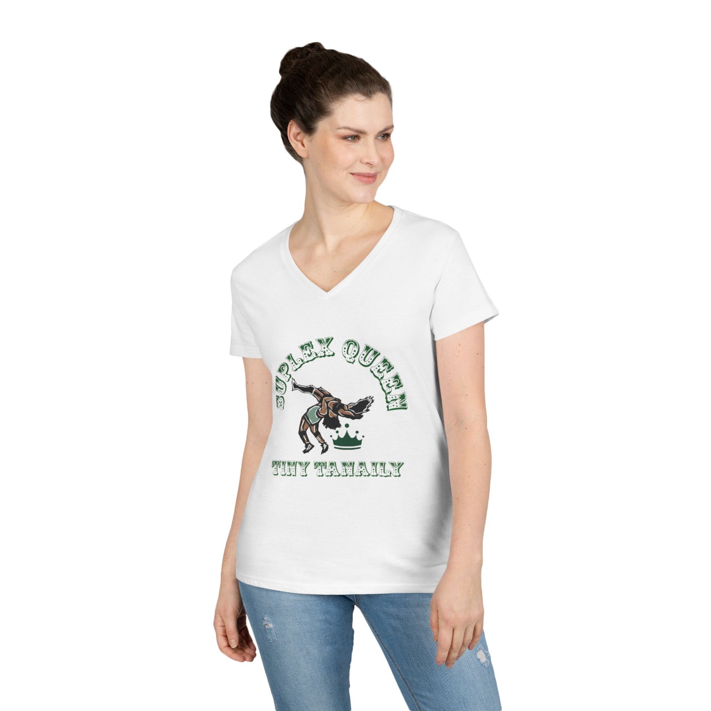 “Suplex Queen” V-Neck T-Shirt (White, Black, Grey)