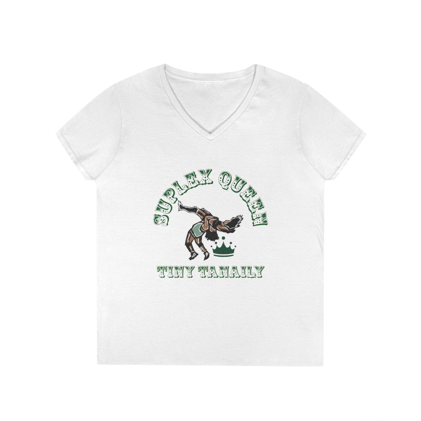 “Suplex Queen” V-Neck T-Shirt (White, Black, Grey)
